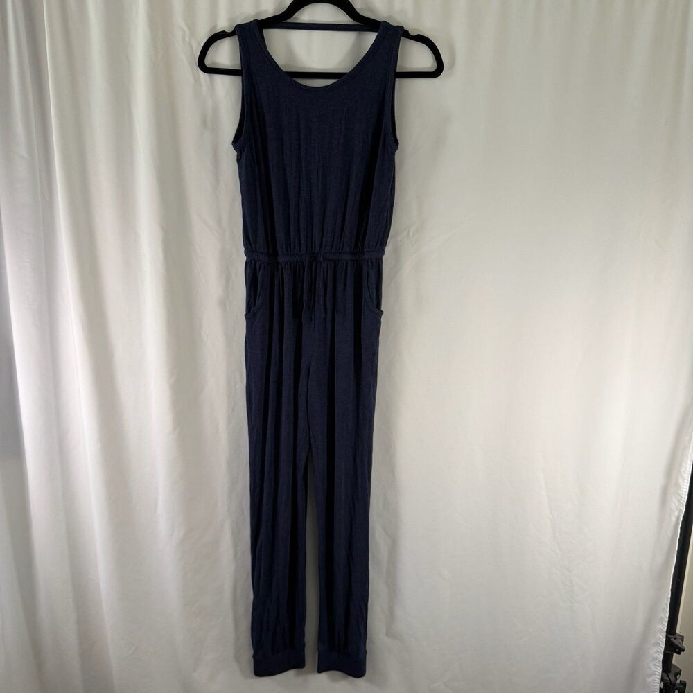 Tucker Tate Jumpsuit Women's XL 14/16 Blue Stretch Pockets Round Neck Sleeveless